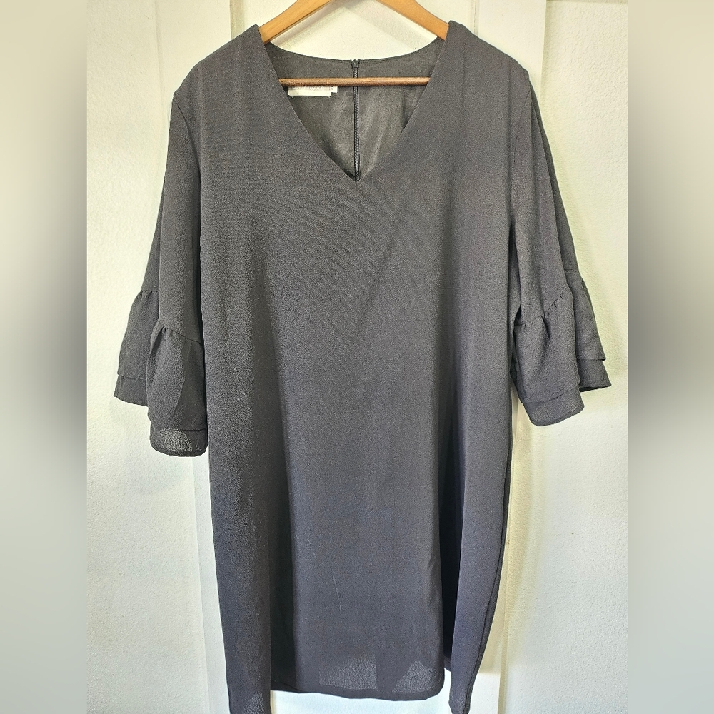 V neck dress, Black